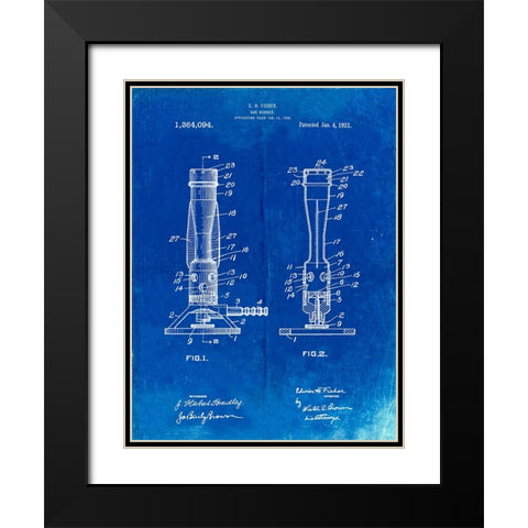 PP758-Faded Blueprint Bunsen Burner 1921 Patent Poster Black Modern Wood Framed Art Print with Double Matting by Borders, Cole