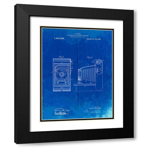 PP761-Faded Blueprint Camera Film Winding Patent Print Black Modern Wood Framed Art Print with Double Matting by Borders, Cole