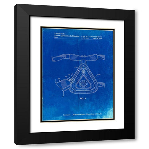 PP775-Faded Blueprint CPAP Mask Patent Poster Black Modern Wood Framed Art Print with Double Matting by Borders, Cole