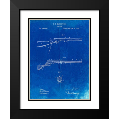 PP777-Faded Blueprint Daisy Air Rifle Patent Art Black Modern Wood Framed Art Print with Double Matting by Borders, Cole