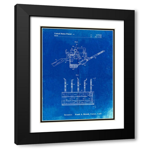 PP779-Faded Blueprint Dental Tools Patent Poster Black Modern Wood Framed Art Print with Double Matting by Borders, Cole