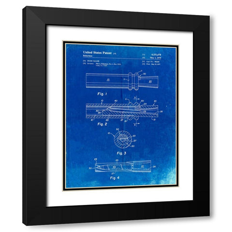 PP789-Faded Blueprint Duck Call Patent Poster Black Modern Wood Framed Art Print with Double Matting by Borders, Cole