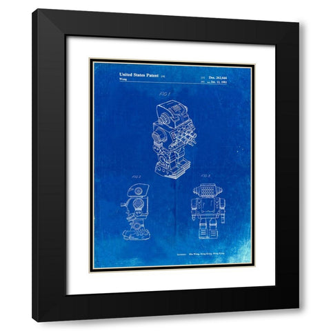 PP790-Faded Blueprint Dynamic Fighter Toy Robot 1982 Patent Poster Black Modern Wood Framed Art Print with Double Matting by Borders, Cole