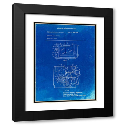 PP791-Faded Blueprint Easy Bake Oven Patent Poster Black Modern Wood Framed Art Print with Double Matting by Borders, Cole