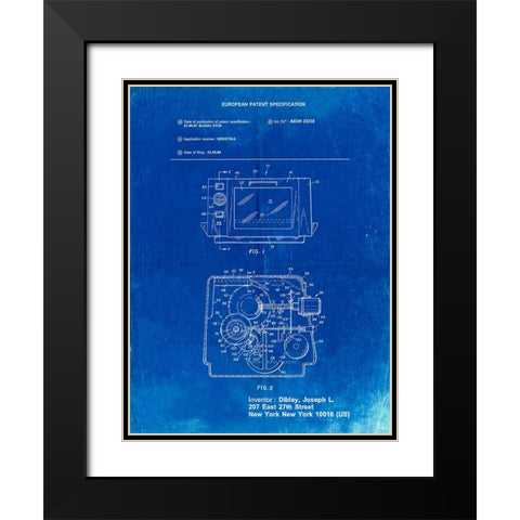 PP791-Faded Blueprint Easy Bake Oven Patent Poster Black Modern Wood Framed Art Print with Double Matting by Borders, Cole