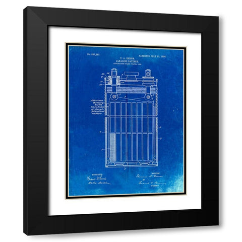 PP792-Faded Blueprint Edison Alkaline Battery Art Black Modern Wood Framed Art Print with Double Matting by Borders, Cole