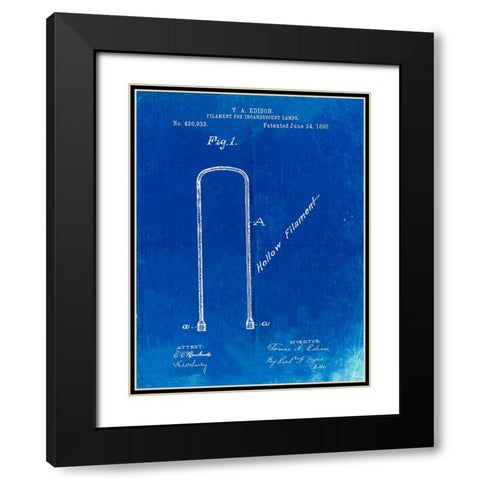 PP795-Faded Blueprint Edison Filament Art Black Modern Wood Framed Art Print with Double Matting by Borders, Cole