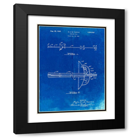 PP806-Faded Blueprint Fencing Sword Patent Poster Black Modern Wood Framed Art Print with Double Matting by Borders, Cole