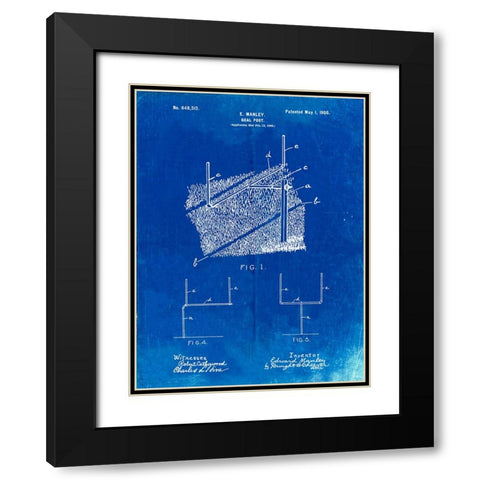 PP826-Faded Blueprint Football Goal Post Poster Black Modern Wood Framed Art Print with Double Matting by Borders, Cole