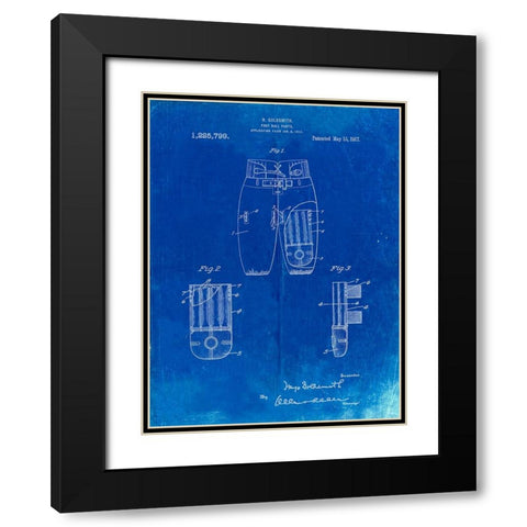 PP828-Faded Blueprint Football Pants Patent Print Black Modern Wood Framed Art Print with Double Matting by Borders, Cole
