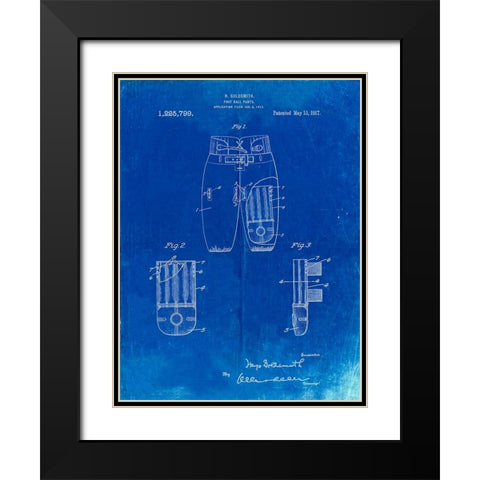 PP828-Faded Blueprint Football Pants Patent Print Black Modern Wood Framed Art Print with Double Matting by Borders, Cole