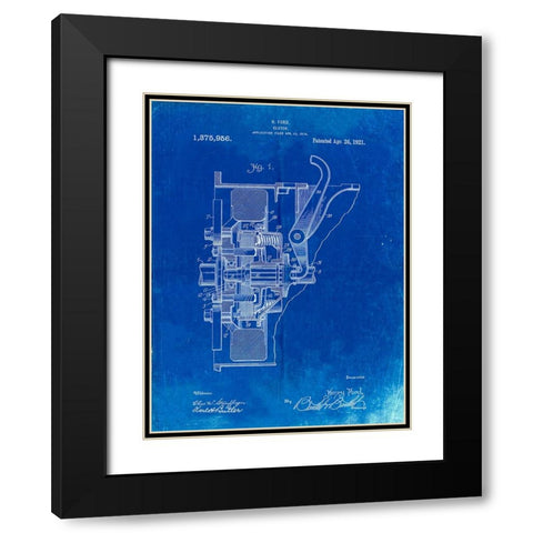 PP836-Faded Blueprint Ford Clutch Patent Poster Black Modern Wood Framed Art Print with Double Matting by Borders, Cole