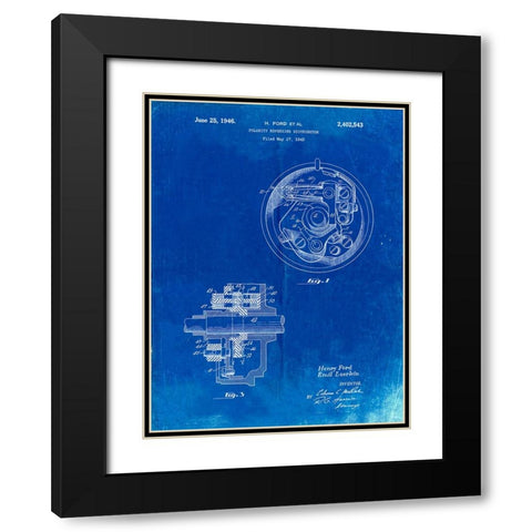PP839-Faded Blueprint Ford Distributor 1946 Patent Poster Black Modern Wood Framed Art Print with Double Matting by Borders, Cole