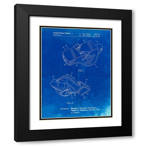 PP851-Faded Blueprint Fox 40 Coachs Whistle Patent Poster Black Modern Wood Framed Art Print with Double Matting by Borders, Cole