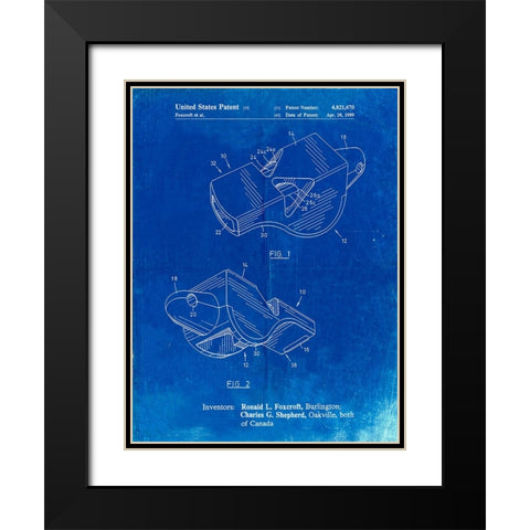 PP851-Faded Blueprint Fox 40 Coachs Whistle Patent Poster Black Modern Wood Framed Art Print with Double Matting by Borders, Cole