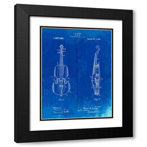 PP853-Faded Blueprint Frank M. Ashley Violin Patent Poster Black Modern Wood Framed Art Print with Double Matting by Borders, Cole