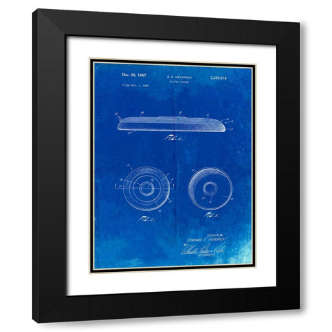 PP854-Faded Blueprint Frisbee Patent Poster Black Modern Wood Framed Art Print with Double Matting by Borders, Cole