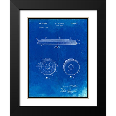 PP854-Faded Blueprint Frisbee Patent Poster Black Modern Wood Framed Art Print with Double Matting by Borders, Cole
