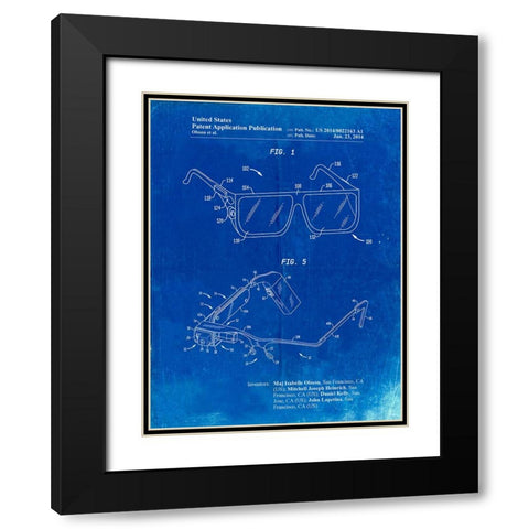 PP861-Faded Blueprint Google Glass Patent Poster Black Modern Wood Framed Art Print with Double Matting by Borders, Cole