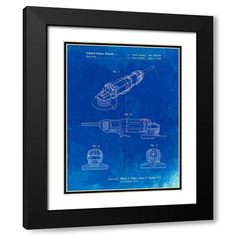 PP863-Faded Blueprint Grinder Poster, Grinder Patent Black Modern Wood Framed Art Print with Double Matting by Borders, Cole