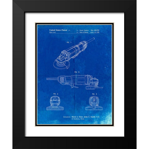 PP863-Faded Blueprint Grinder Poster, Grinder Patent Black Modern Wood Framed Art Print with Double Matting by Borders, Cole