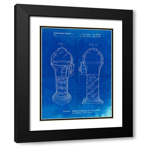PP864-Faded Blueprint Gumball Machine Poster Black Modern Wood Framed Art Print with Double Matting by Borders, Cole