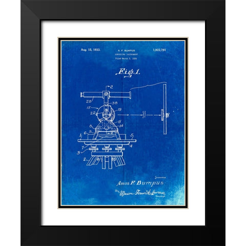 PP865-Faded Blueprint Gurly Transit Patent Poster Black Modern Wood Framed Art Print with Double Matting by Borders, Cole