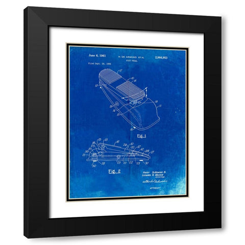 PP883-Faded Blueprint Horace N Rowe Wah Pedal Patent Poster Black Modern Wood Framed Art Print with Double Matting by Borders, Cole