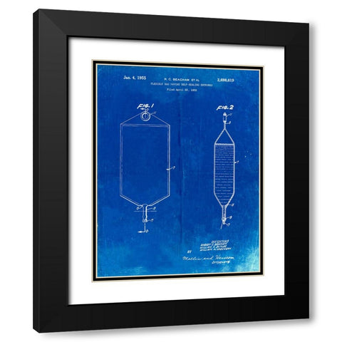 PP887-Faded Blueprint I.V. Bag Patent Poster Black Modern Wood Framed Art Print with Double Matting by Borders, Cole