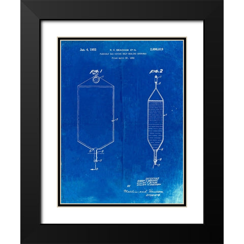 PP887-Faded Blueprint I.V. Bag Patent Poster Black Modern Wood Framed Art Print with Double Matting by Borders, Cole