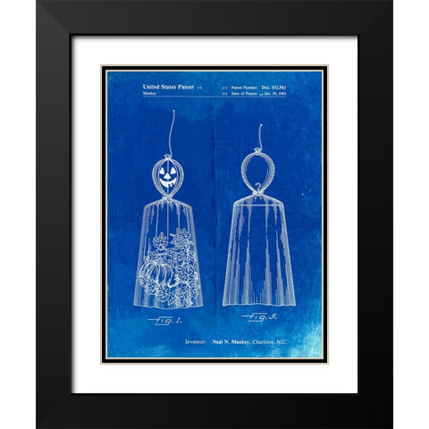 PP895-Faded Blueprint Jack OLantern Patent Poster Black Modern Wood Framed Art Print with Double Matting by Borders, Cole