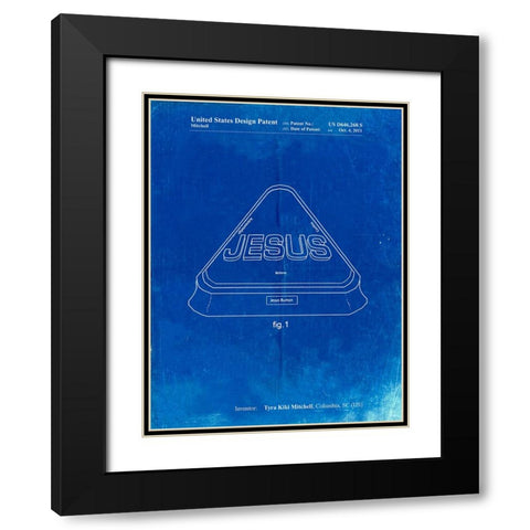 PP900-Faded Blueprint Jesus Button Poster Black Modern Wood Framed Art Print with Double Matting by Borders, Cole