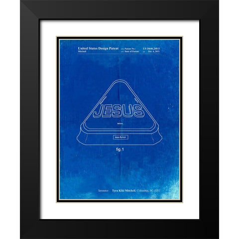 PP900-Faded Blueprint Jesus Button Poster Black Modern Wood Framed Art Print with Double Matting by Borders, Cole