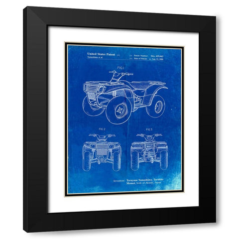 PP902-Faded Blueprint Kawasaki Prairie Patent Poster Black Modern Wood Framed Art Print with Double Matting by Borders, Cole