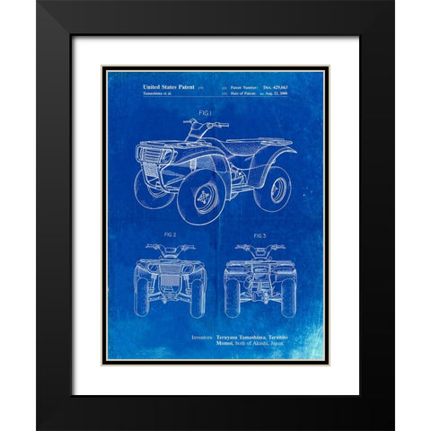 PP902-Faded Blueprint Kawasaki Prairie Patent Poster Black Modern Wood Framed Art Print with Double Matting by Borders, Cole