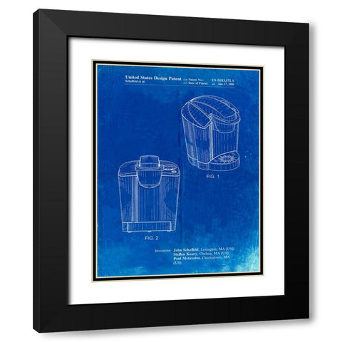 PP905-Faded Blueprint Keurig Coffee Brewer Patent Poster Black Modern Wood Framed Art Print with Double Matting by Borders, Cole