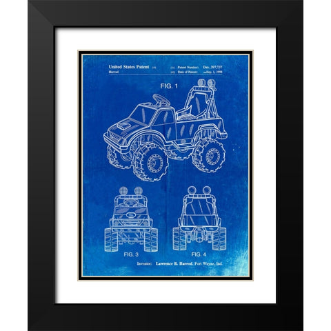 PP911-Faded Blueprint Kids Truck Poster Black Modern Wood Framed Art Print with Double Matting by Borders, Cole