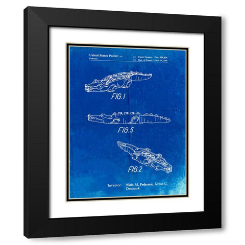 PP923-Faded Blueprint Lego Crocodile Poster Black Modern Wood Framed Art Print with Double Matting by Borders, Cole