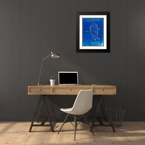 PP927-Faded Blueprint Lego Framed Window Building Kit Patent Poster Black Modern Wood Framed Art Print with Double Matting by Borders, Cole