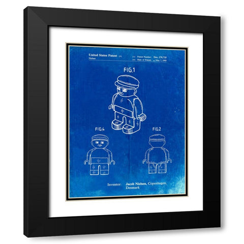 PP928-Faded Blueprint Lego Guy Poster Black Modern Wood Framed Art Print with Double Matting by Borders, Cole