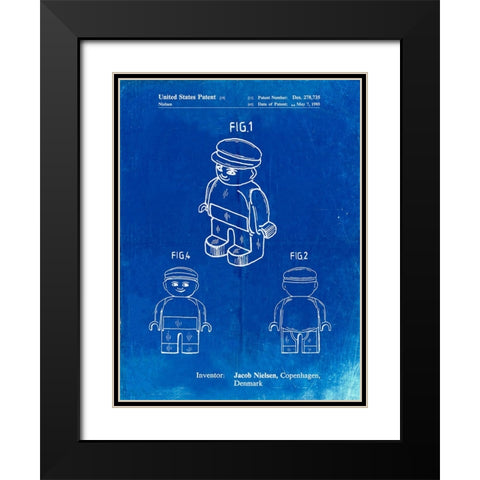 PP928-Faded Blueprint Lego Guy Poster Black Modern Wood Framed Art Print with Double Matting by Borders, Cole