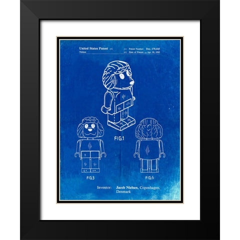 PP934-Faded Blueprint Lego Poodle Patent Poster Black Modern Wood Framed Art Print with Double Matting by Borders, Cole