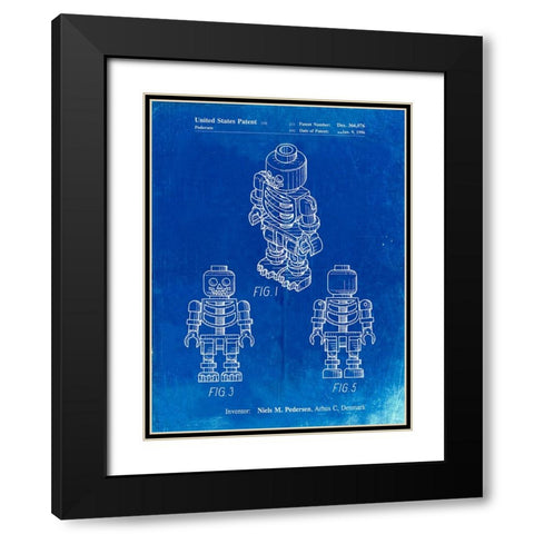 PP936-Faded Blueprint Lego Skeleton Patent Poster Black Modern Wood Framed Art Print with Double Matting by Borders, Cole