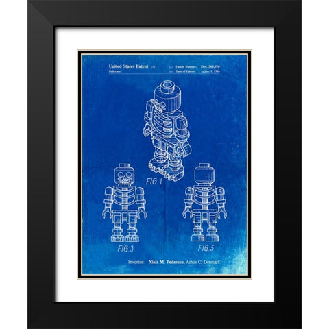 PP936-Faded Blueprint Lego Skeleton Patent Poster Black Modern Wood Framed Art Print with Double Matting by Borders, Cole
