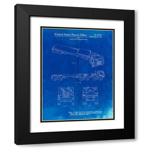 PP946-Faded Blueprint Lockheed Ford Truck and Trailer Patent Poster Black Modern Wood Framed Art Print with Double Matting by Borders, Cole