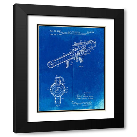 PP952-Faded Blueprint Mattel Toy Pop Gun Patent Poster Black Modern Wood Framed Art Print with Double Matting by Borders, Cole