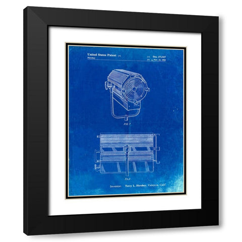 PP961-Faded Blueprint Mole-Richardson Film Light Patent Poster Black Modern Wood Framed Art Print with Double Matting by Borders, Cole