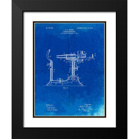 PP974-Faded Blueprint Ophthalmoscope Patent  Black Modern Wood Framed Art Print with Double Matting by Borders, Cole