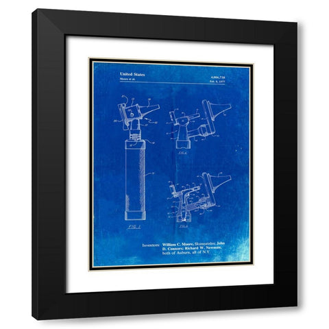 PP978-Faded Blueprint Otoscope Patent Print Black Modern Wood Framed Art Print with Double Matting by Borders, Cole