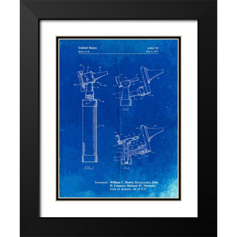 PP978-Faded Blueprint Otoscope Patent Print Black Modern Wood Framed Art Print with Double Matting by Borders, Cole